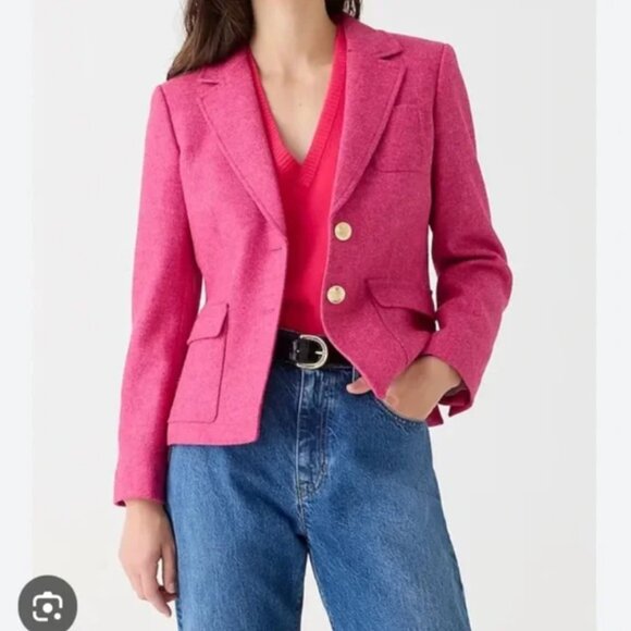 J Crew Shrunken Fit-Blazer in Pink English Wool Sz 8 BU028 - Picture 1 of 8